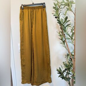 Forever 21 Golden Brown Elastic Waist Flowy Wide Leg Pant
